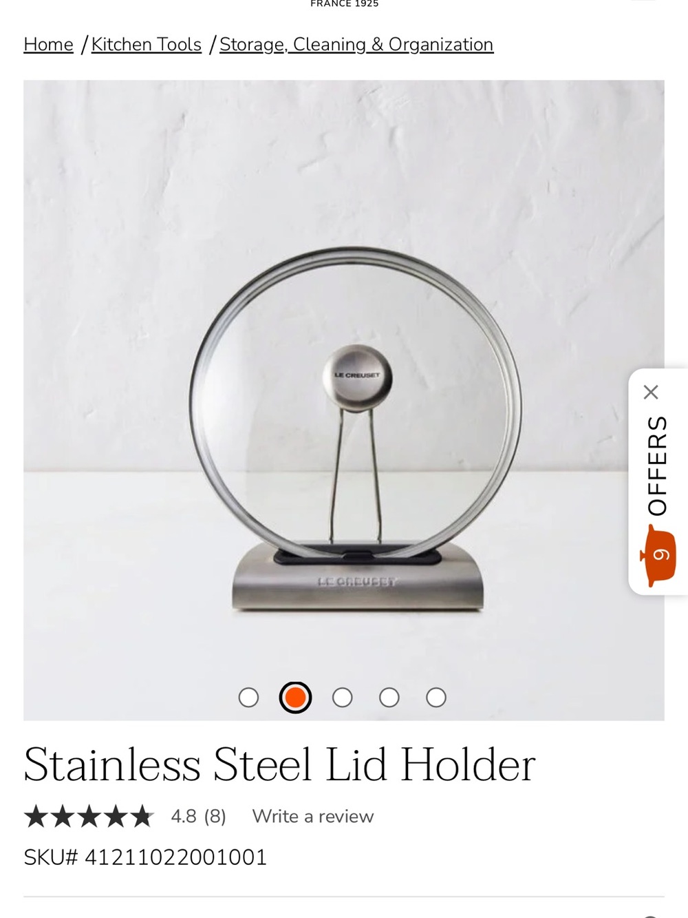 Le Creuset Stainless Steel Lid Holder in Silver